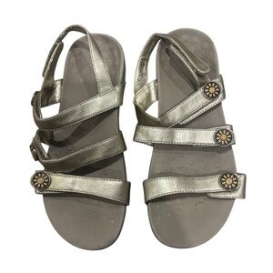 Vionic Cathy Sandals Gold Adjustable Strappy Slingback Sandals Womens 6
